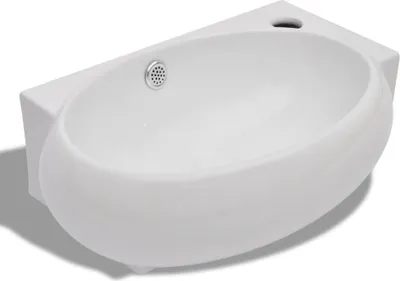 Immagine prodotto di vidaXL Lavabo con foro per rubinetto e foro per troppopieno in Vetroceramica bianca