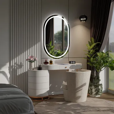 Produktbild von Ovaler LED-Spiegel 50x90 cm für Schlafzimmer, Wohnzimmer und Badezimmer