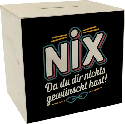 Produktbild von NIX Spardose aus Holz - weil nichts gewünscht