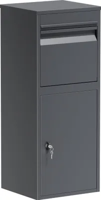 Produktbild von Wiltec Paketkasten anthrazit 410 x 380 x 1020 mm, Paketbox Zuhause, private Paketannahme passend für Pakete und Päckchen, Standbriefkasten Stahl