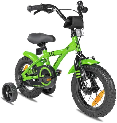 Image de Vélo pour enfants 12 pouces avec roues stabilisatrices - BMX vert pour garçons et filles