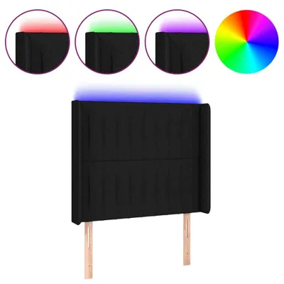 Produktbild von vidaXL LED Kopfteil Schwarz 83x16x118/128 cm Stoff