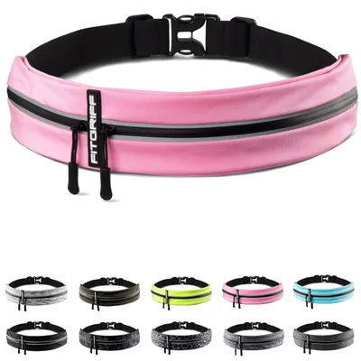 Produktbild von Fitgriff® Laufgürtel für Handy - Lauftasche Jogging, Hüfttasche, Sportgürtel, Running Belt zum Joggen, Laufen, Sport, Fitness - passend für alle Smartphones (Pink, 62-90cm Bauchumfang)