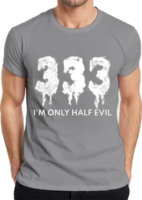 Zdjęcie produktu dla I'm Only Half Evil Halloween Saying Funny Scary Devil Gothic Koszulka męska, Szary, XXL