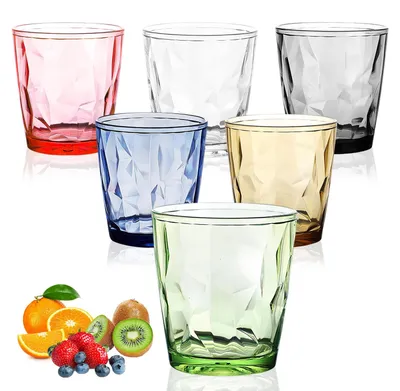 Trinkgläser aus Kunststoff, 6er-Set, 330 ml, bunt, stapelbar, unzerbrechlich