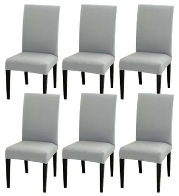 Produktbild von Set mit 6 elastischen Stuhlhussen für Esszimmerstühle, abnehmbare und waschbare Stuhlschoner, dekorative Stuhlhussen für Zuhause, Küche, Hotel, Restaurant, Bankett, Hochzeit, Party