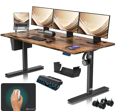 Produktbild von KESSER® Höhenverstellbarer Schreibtisch elektrisch | Ergonomisch Steh-Sitz Schreibtisch | 3-Funktions-Memory Steuerung | Inkl. 360° Rollen & USB-Ladeanschluss | Computertisch für Homeoffice