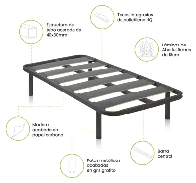 Imagen del producto de duehome -Somier de láminas con estructura metálica RX Carbon