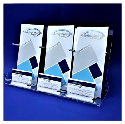 Produktbild von Flyerständer mit Visitenkartenhalter, 3-fach aus Acrylglas