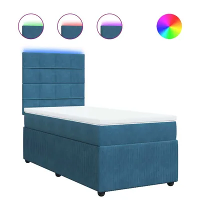 Produktbild von Boxspringbett mit Matratze Blau 90x200 cm Samt