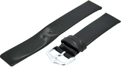 Produktbild von Uhrenarmband Hirsch 10203630-18 Leder schwarz grau eckig 18mm NEU