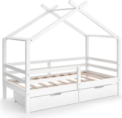 Produktbild von Hausbett Vitalispa Luni Weiß 160 x 80 cm mit Aufbewahrungskästen, Model 57925