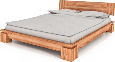 Produktbild von Bett Tinci 1 niedrige Höhe Sonderlänge 90x190 Kernbuche massiv mit Holzkopfteil