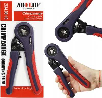 Produktbild von Crimpzange Presszange für isolierte unisolierte Aderendhülsen 0,08 mm²-10 mm²