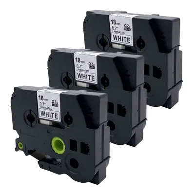 Produktbild von DULA Etikettenband - Kompatibel mit Brother P-Touch Tze-241 - 3 Stück - Schwarz auf weiß - 18mm x 8m