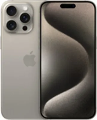 A product shot of an iPhone 15 Pro Max, showing both the back and front.