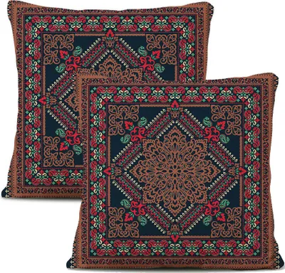 Obrázok produktu pre 2-balenie obliečok na vankúše Plyšové vlákno 45 cm X 45 cm, Dekoračný poťah na vankúš, Mandala, Bohémsky, Boho dekor, Hippie, Retro etno vankúš na gauč, spálňu, obývaciu izbu, farmu