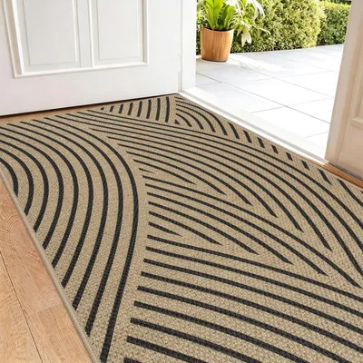 Image de Tapis de sol antidérapant pour intérieur, 60 x 120 cm, couleur marron, absorbant, en jute, profil plat