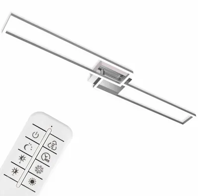Produktbild von BRILONER FRAME LED Deckenleuchte, Fernbedienung, Dimmbar, CCT Farbtemperatursteuerung, Schwenkbar, silberfarbig, 110 x 24,8 x 7,8 cm
