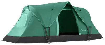 Produktbild von Familienzelt - Camping Zelt für 5–6 Personen - Canvas - 4,55 x 2,3 x 1,8 m - Lampenhaken & Seitentaschen - Heringe & Tragetasche - Armeegrün
