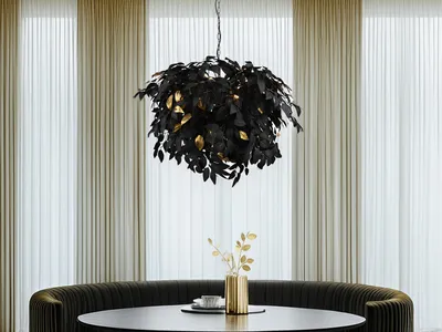 Produktbild von Reality Leuchten Kronleuchter LEAVY DH 70x150 cm schwarz Luster Krone