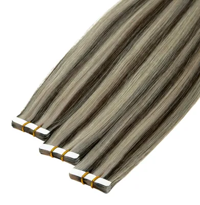 Produktbild von hair2heart Premium Tape Extensions Echthaar glatt - 10 Tapes 2.5g 40cm 5/0 P-10/1 10/0 braun blond gesträhnt
