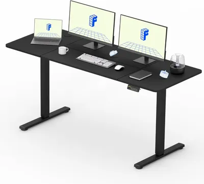 Obrázek produktu pro Elektricky výškově nastavitelný psací stůl, rozměry 160x60 cm, černý, s pamětí pro 4 poloh a s háčky