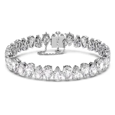 A diamond bracelet on a white background.
