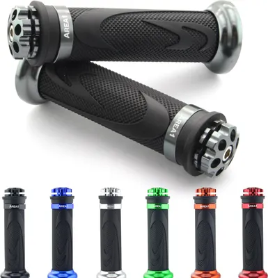 Produktbild von Area1 Motorrad Motorroller Lenkergriffe Griffe Griffgummis 2 Stück 1x 22mm + 1x 24-25mm (7/8 / 1 Zoll) Typ RS1 Farbe Grau