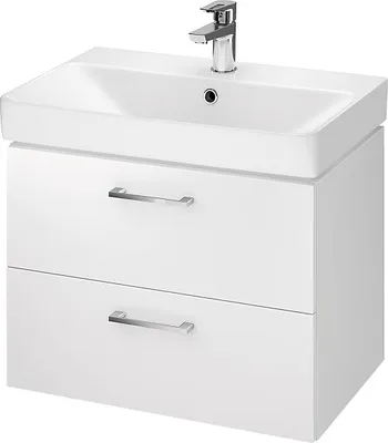 Produktbild von BADLAND Badmöbel Set Badezimmerschrank mit Keramikwaschbecken, 2-Schubladen LARA MILLE SLIM 60 Weiß