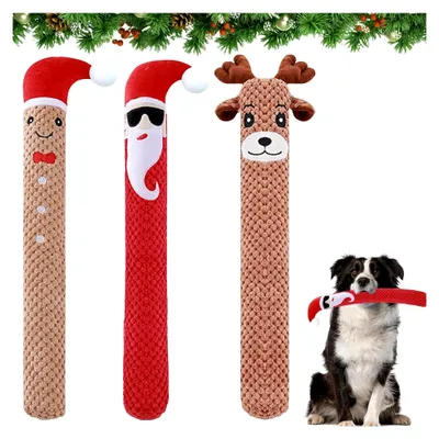 Produktbild von Hundespielzeug Weihnachten, 3 Stück Quietschendes Spielzeug für Hunde, Interaktives Kauspielzeug, Weihnachtsgeschenke für kleine und mittelgroße Hunde