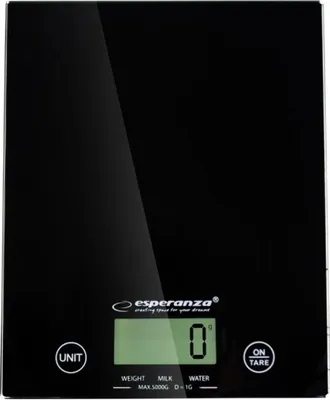 Obrázek produktu pro Esperanza EKS002K, Elektronická kuchyňská váha, 5 kg, 1 g, Černá, Pracovní deska, Obdélník