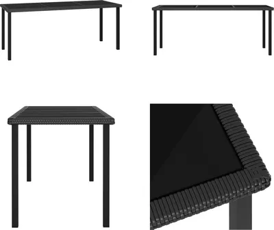 Produktbild von vidaXL Garten Esstisch Schwarz 180x70x73 cm Poly Rattan - Gartentisch - Gartentische - Tisch - Tische