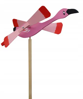 Produktbild von Gartenornament Flamingo, Windmühle - Holz - 120 cm