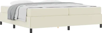 Image de Cadre de lit avec matelas Crème 200 x 200 cm tissu