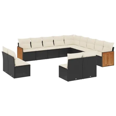 Immagine prodotto di vidaXL Set di divani da giardino da 13 pezzi con cuscini in polirattan nero