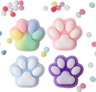 Produktbild von 4 Stück Taba Squishy Cat, Squishy Toy Squishy Cat Paw, Fufu Squishy für Stressabbau, Squeeze Toy Squishy Pfote, Süße Weiche Katzenpfoten