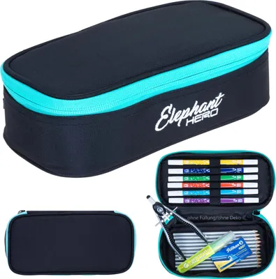 Produktbild von Mäppchen Box Elephant Hero Signature Federmäppchen Federtasche Pennal Schülermäppchen Stiftemäppchen Stiftebox Stifteetui pencil case Mädchen Large 13018 Tiff Türkis Black