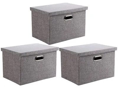 Image de Boîte de rangement avec couvercle, boîtes de rangement pliables, grises, petites 33 x 22 x 18 cm