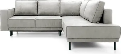 Produktbild von Ecksofa Rodario mit Schlaffunktion, Easy-Clean-Veloursbezug in Hellgrau, rechtsseitig