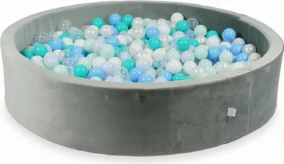Image de Piscine à balles 600 pièces 130x30 gris velours : menthe claire, turquoise, bleu clair, bleu clair perle, perle, blanc, transparent