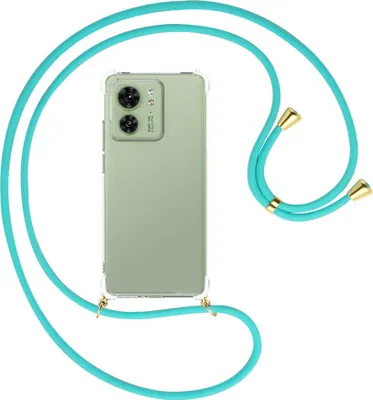 Produktbild von Handykette Backcover-Schutzhülle mit Band (Metall goldfarben) für Motorola Edge 40 5G (6.55'') - türkis
