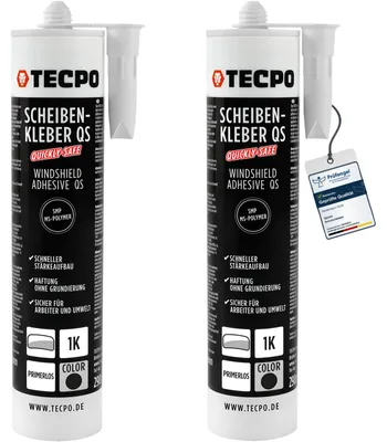 Produktbild von TECPO Scheibenkleber 2x 290ml Quickly-Safe, 290ml MS-Polymer primerlos mit Kleb- und Dichtstoff-Technologie Scheibenklebstoff