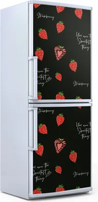 Produktbild von Kühlschrankdekoration  60x180 cm  Aufkleber auf dem Kühlschrank - Süße Erdbeere