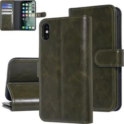 Produktbild von UNIQ Accessory Apple iPhone Xs Max Dark Green Soft Touch Book type case