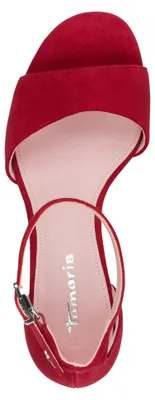 Produktbild von Tamaris Damen Sandalette aus Leder mit Fesselriemen und Blockabsatz 1-28347-46, Größe:41 EU, Farbe:Rot