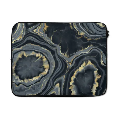 Produktbild von MuchoWow® Laptop Hülle 17 Zoll Laptoptasche Geode - Gold - Marmor - Steine - Zipper - Schutzabdeckung