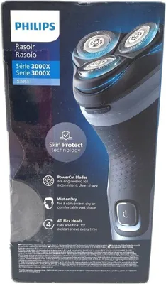 Produktbild von Philips Shaver 3000X Series X3053/00 Elektrischer Nass- und Trockenrasierer, Rotationstrasierer, Blau, PowerCut blade system, Replace every 2 yrs with SH30, 2 Jahr(e), Akku