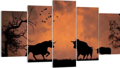 Produktbild von Bild auf Leinwand - Leinwandbild - Tier wütend Stier - 160x85cm - Wand Bild - Wanddeko - Wandbilder - Leinwanddruck - Bilder - Kunstdruck - Wanddekoration - Leinwand bilder - Wandkunst - EA160x85-0494