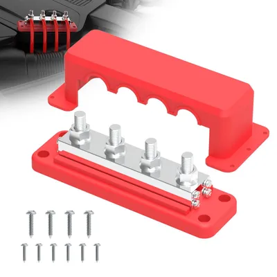 Stromverteilerblock 600A 12V 4-polig M10 rot